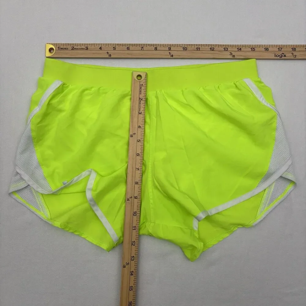 Under Armour UA Fly By 2.0 Neon Lime Green Track Run Shorts Lined Sz M Training
